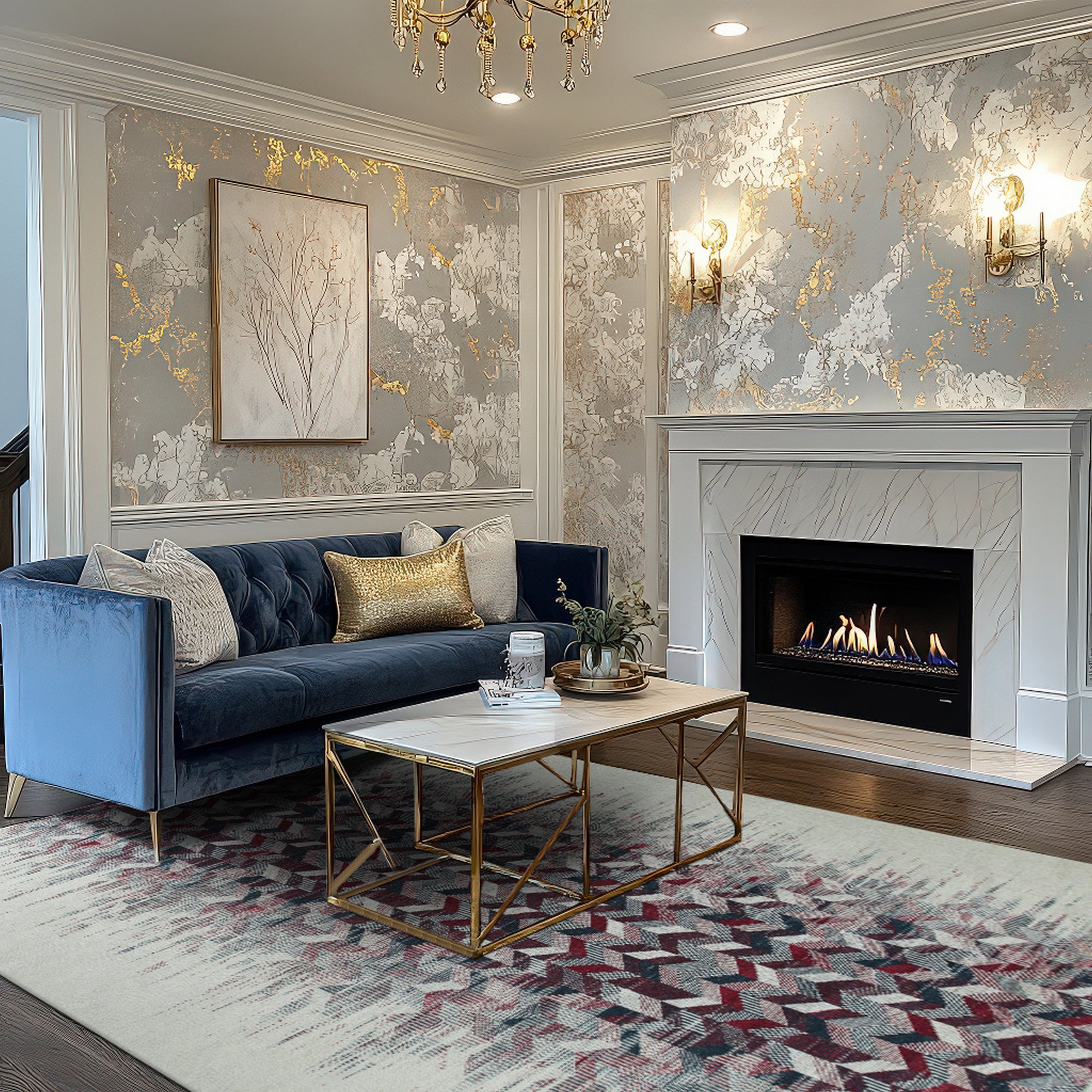 Brenda Refined Multicolor Flatweave Wool Rug, vibrant rectangular rug featuring a complex, geometric flatweave design in blended hues, adding warmth and texture to a modern living space.