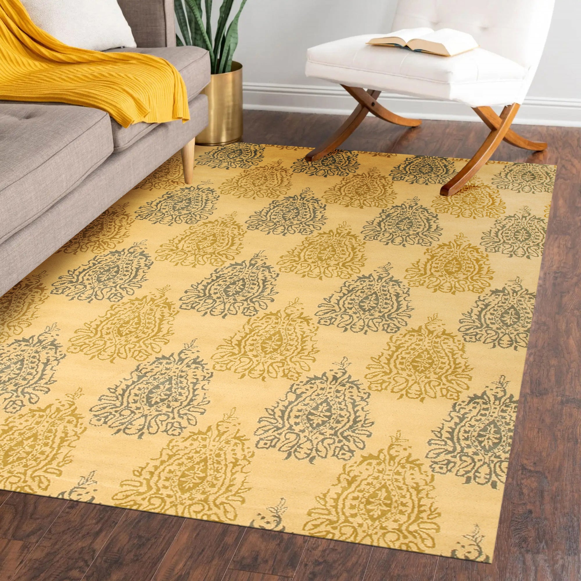 Lush Classic Ivory Hand Tufted Wool Rug, a luxuriously soft ivory rug with a dense pile, displayed in a brightly lit living room setting.