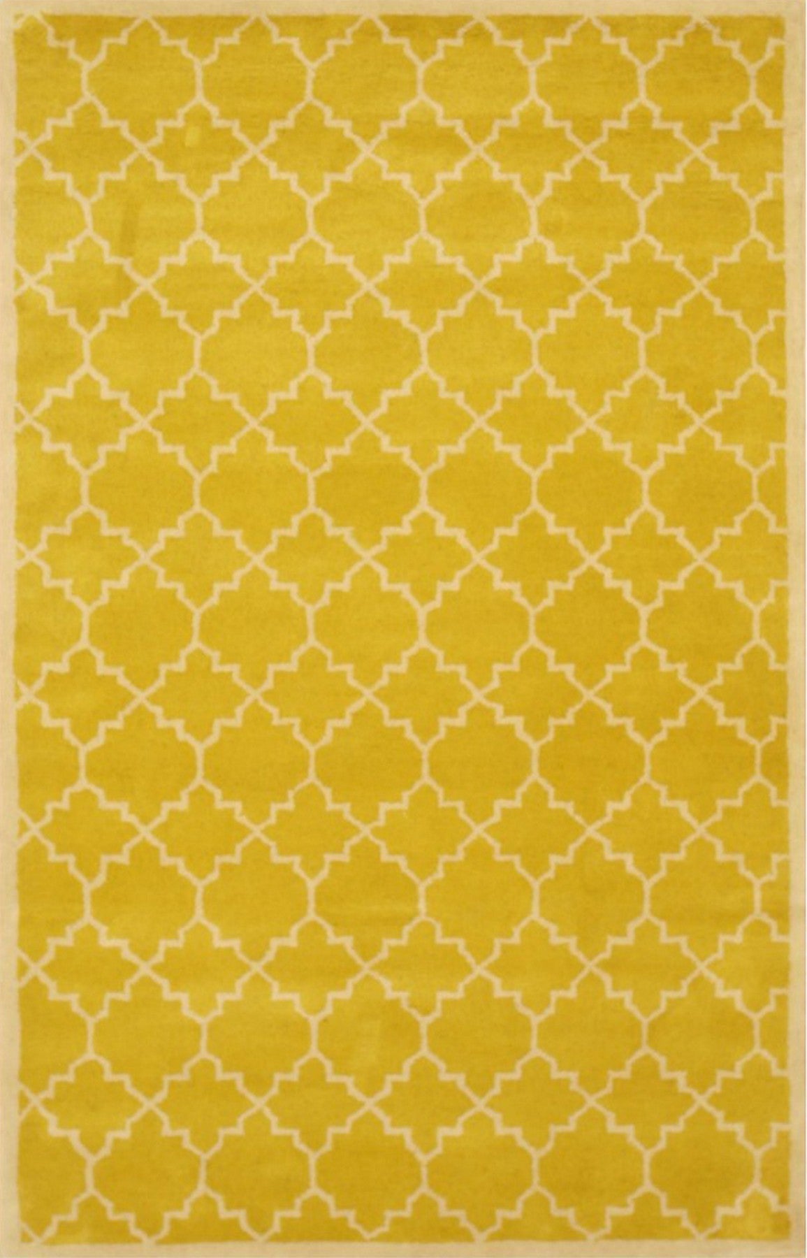Isolated view of Enchanting Vibrant Yellow Hand Tufted Wool Rug, showcasing its design.