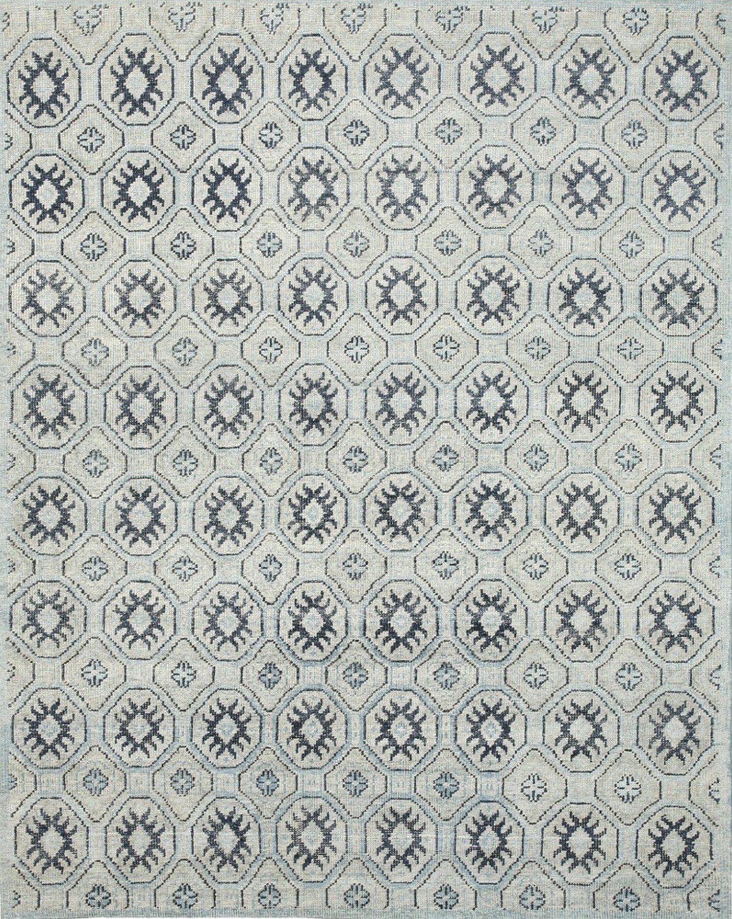 Isolated view of Para Giselle Blue Hand Knotted Rug, showcasing its intricate, abstract floral design.