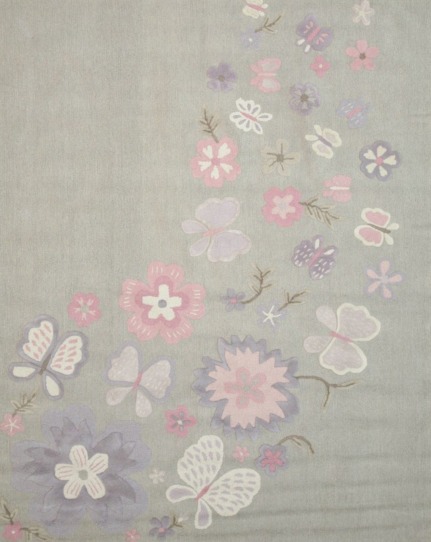 Isolated view of Rustic Elena Gray Hand Tufted Wool Rug, showcasing its design.