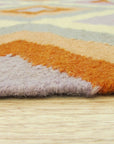 Jasmine Vibrant Multicolor Flatweave Wool Rug, displaying a dynamic blend of hues in a flatweave construction, positioned as the fourth view.