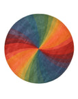 Talia Classic Rainbow Hand Tufted Wool Rug, vibrant arc of color blossoming across a plush wool surface, hand-tufted for luxurious texture and seen in a bright, inviting living space.
