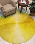 Brenda Chic Yellow Hand Tufted Wool Rug, showing a close-up detail of its vibrant yellow hue and plush, hand-tufted texture.