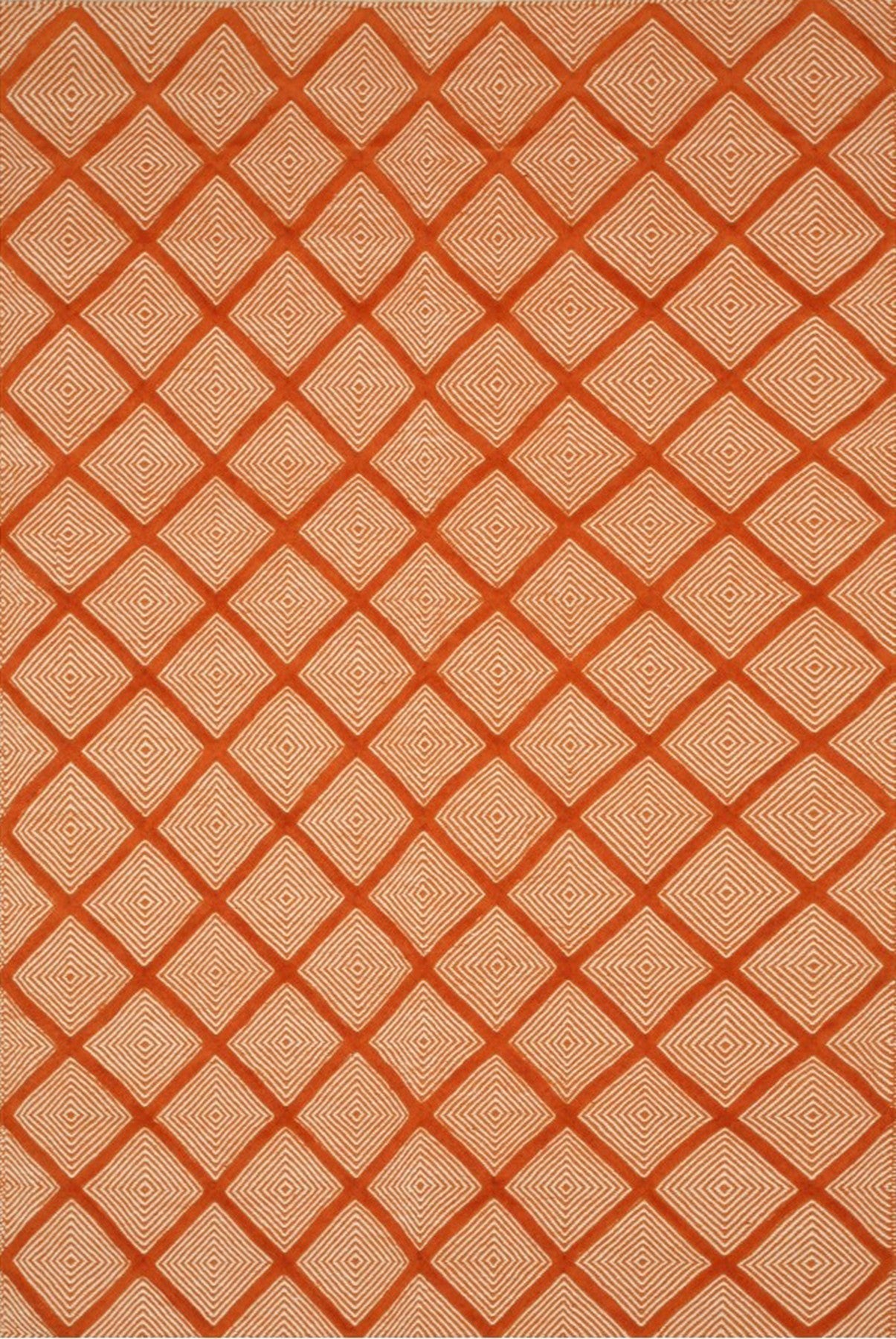 Here's the alt text based on your specifications:
 
 Isolated view of Refined Luxurious Orange Handmade Wool Rug, showcasing its design.