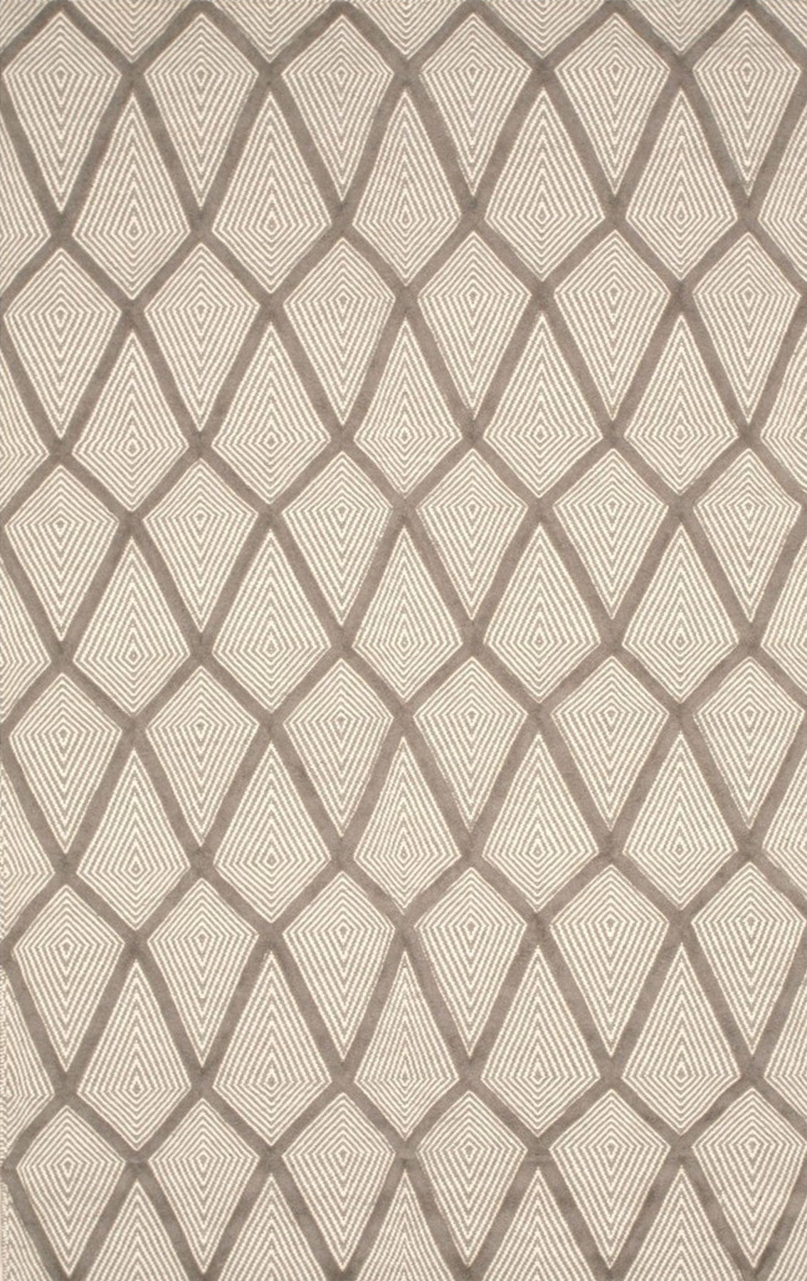 Isolated view of Trendy Diamond Gray Hand Knotted Wool Rug, showcasing its design.