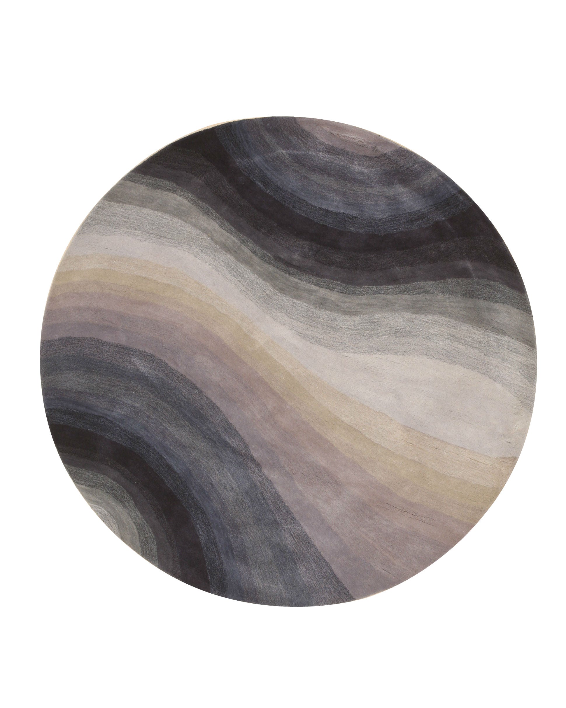 Xena Violet Blue Hand Tufted Wool Rug, a captivating blend of violet and blue hues, crafted from wool with a hand-tufted construction, presenting in a styled room setting.