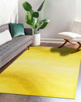 Inviting Ruby Yellow Hand Tufted Wool Rug, its warm ruby and yellow hues radiating from the dense, hand-tufted wool, complements a modern living space.