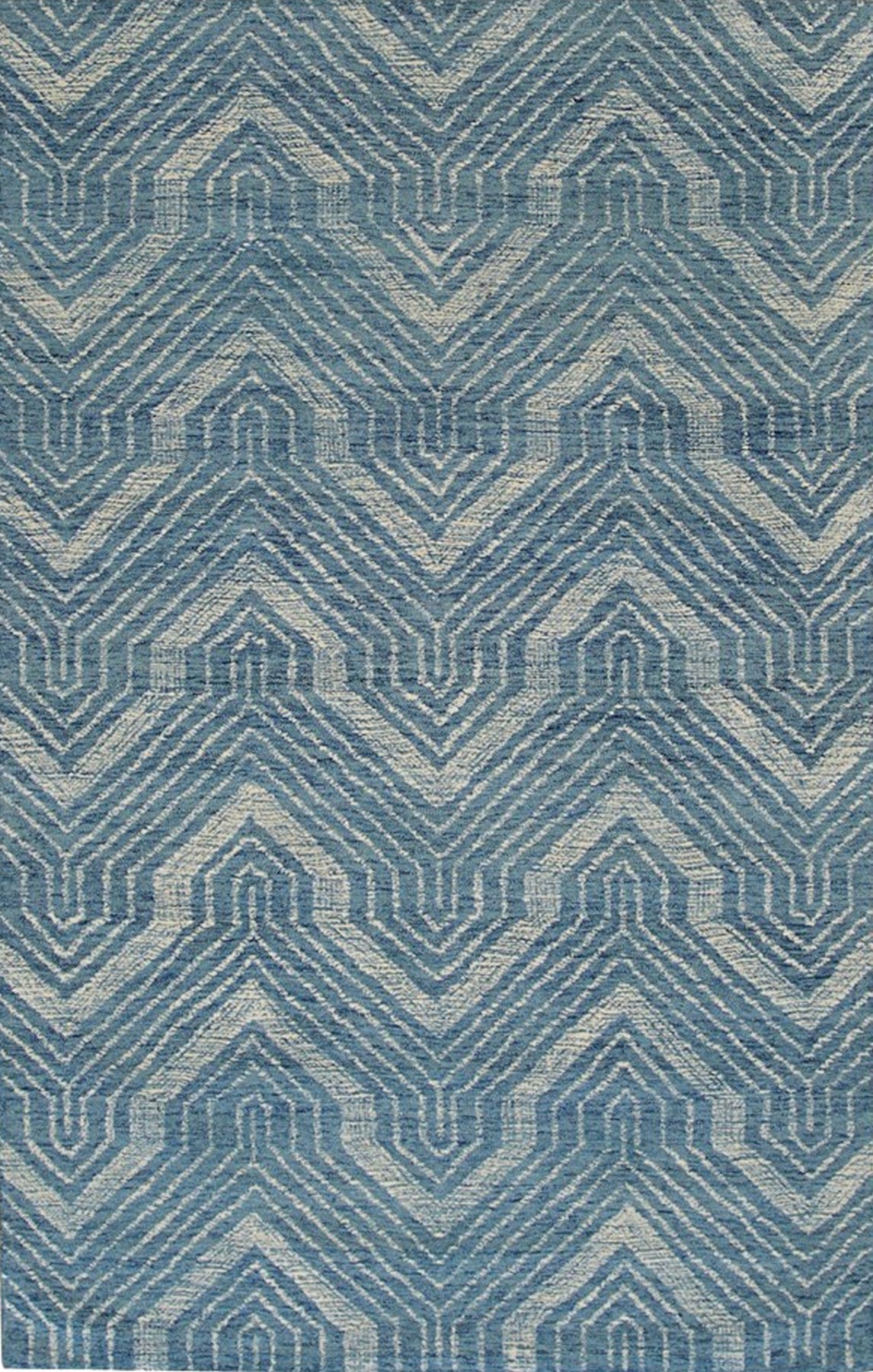 Isolated view of Lila Dahlia Blue Hand Tufted Wool Rug, showcasing its design.