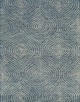 Isolated view of Selene Luxurious Blue Hand Tufted Wool Rug, showcasing its swirling, marbled design.