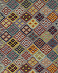 Isolated view of Nadia Kilim Multicolor Flatweave Wool Rug, showcasing its intricate geometric design.