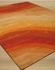 Classic Vibrant Orange Hand Tufted Wool Rug, warm vibrant orange tones enliven this hand-tufted wool rug in a contemporary setting, showcasing its plush texture and inviting design.