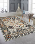 Luna Clara Beige Hand Knotted Wool Rug, seen showcasing its subtle pattern and warm beige tones.