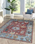 Mira Traditional Rust Hand Knotted Wool Rug, displaying warm rust tones and intricate traditional patterns.