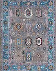 Isolated view of Rhea Exquisite Gray Hand Knotted Wool Rug, showcasing its intricate, abstract design.