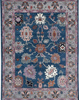 Isolated view of Unique Rustic Blue Hand Knotted Wool Rug, showcasing its design.