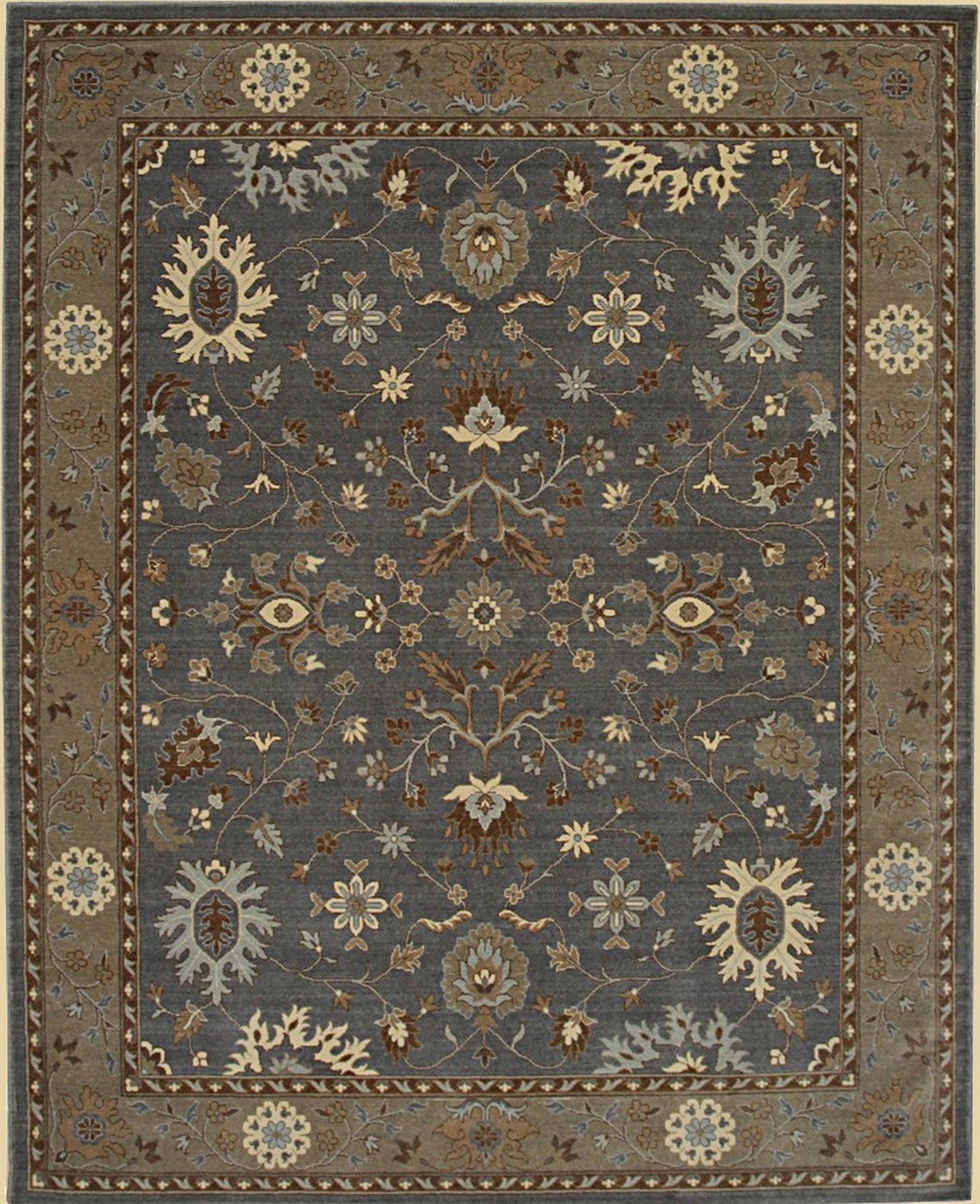 Isolated view of Timeless Oushak Gray Hand Knotted Wool Rug, showcasing its design.