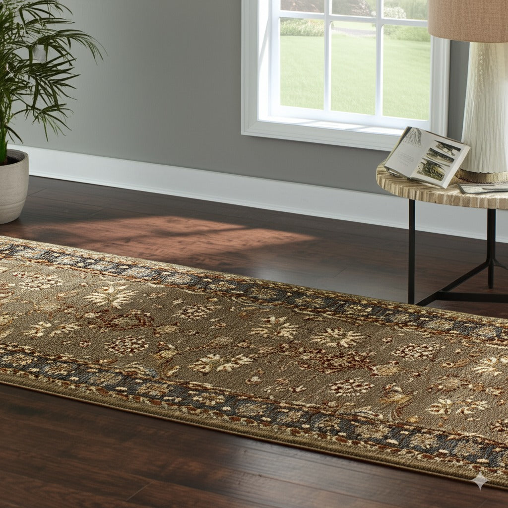 Charming Oushak Beige Hand Knotted Wool Rug