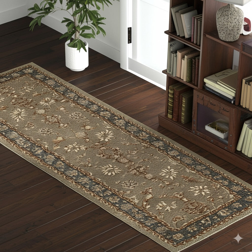 Charming Oushak Beige Hand Knotted Wool Rug