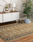Charming Oushak Beige Hand Knotted Wool Rug