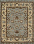 Artisan Oushak Light Blue Hand Knotted Wool Rug styled in a modern living room - area rug lifestyle photo