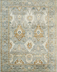 Isolated view of Freya Oushak Green Hand Knotted Wool Rug, showcasing its intricate floral and medallion design.
