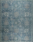 Isolated view of Beautiful Oushak Blue Hand Knotted Wool Rug, showcasing its design.