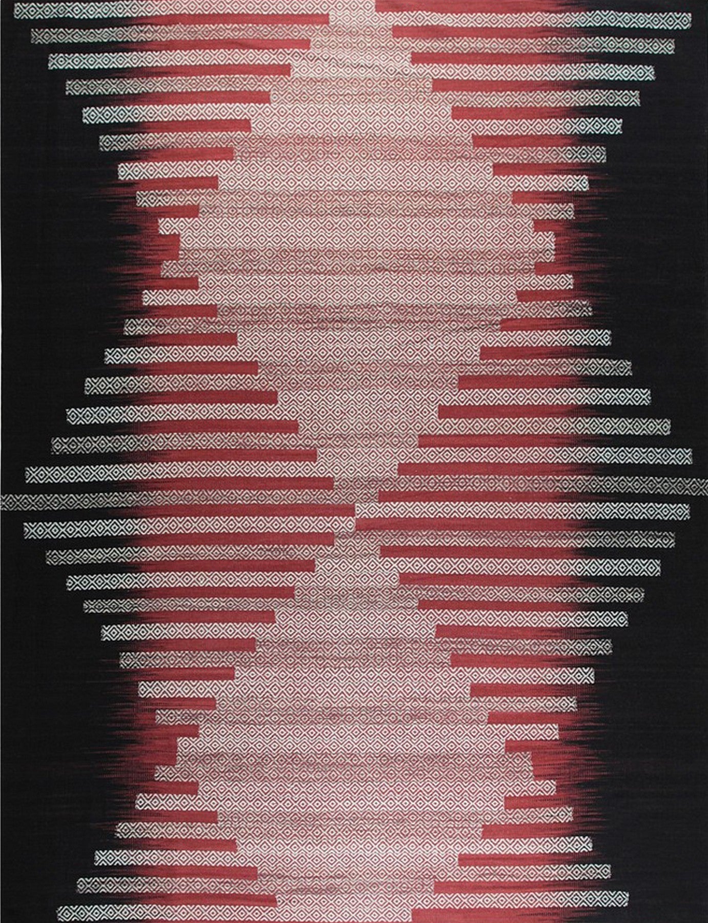 Isolated view of Dazzling Sleek Red Flatweave Wool Rug, showcasing its design.