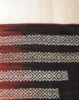 Dazzling Sleek Red Flatweave Wool Rug anchors a contemporary living space. The vibrant red flatweave wool rug, with subtle textural variations, complements a modern sofa and natural wood furniture, creating a warm and inviting atmosphere.