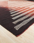 Dazzling Sleek Red Flatweave Wool Rug, bold red flatweave adding vibrant energy to a modern living room.