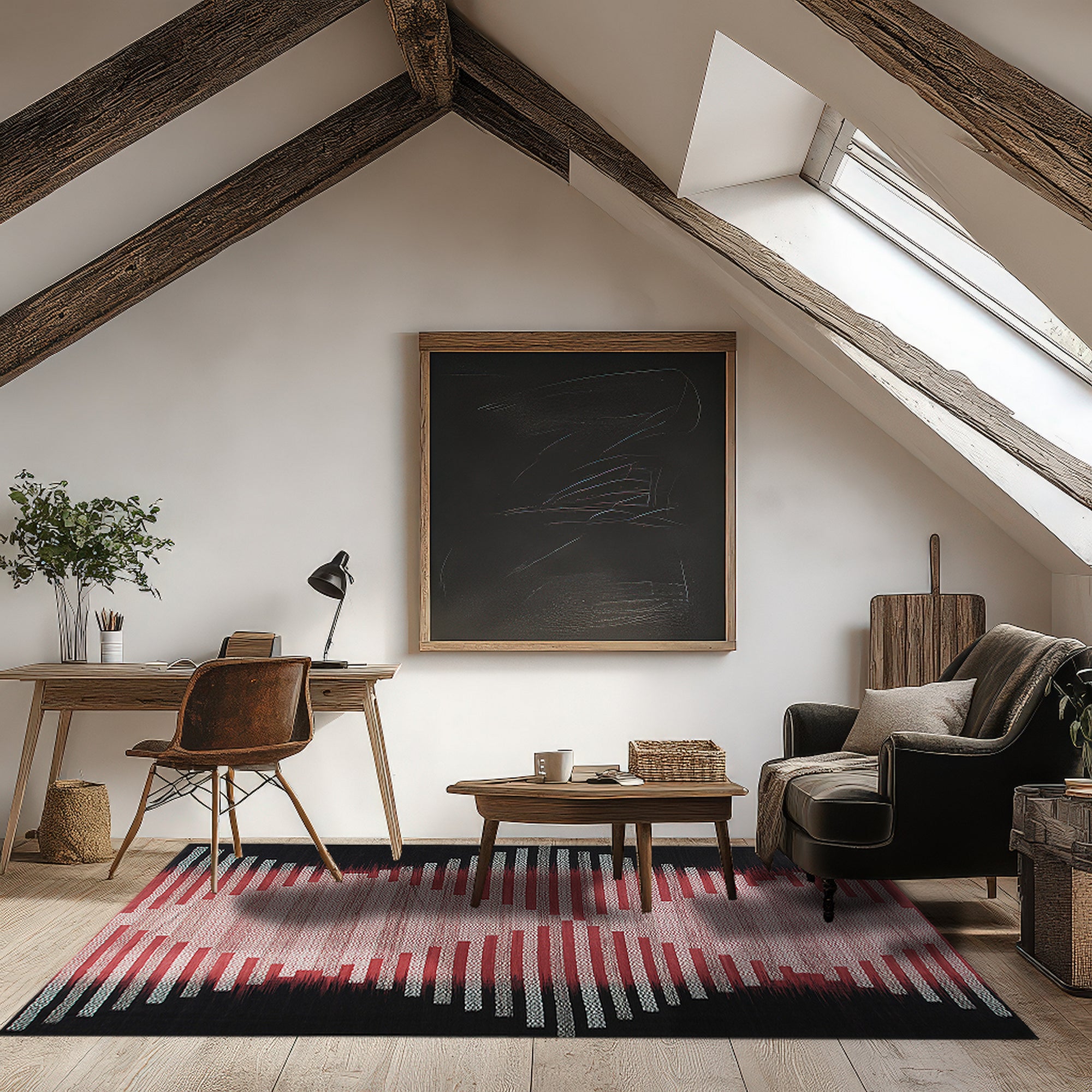 Dazzling Sleek Red Flatweave Wool Rug, a vibrant red wool rug with a minimalist design, displayed on a light wooden floor.
