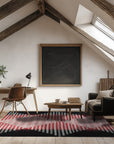 Dazzling Sleek Red Flatweave Wool Rug, a vibrant red wool rug with a minimalist design, displayed on a light wooden floor.
