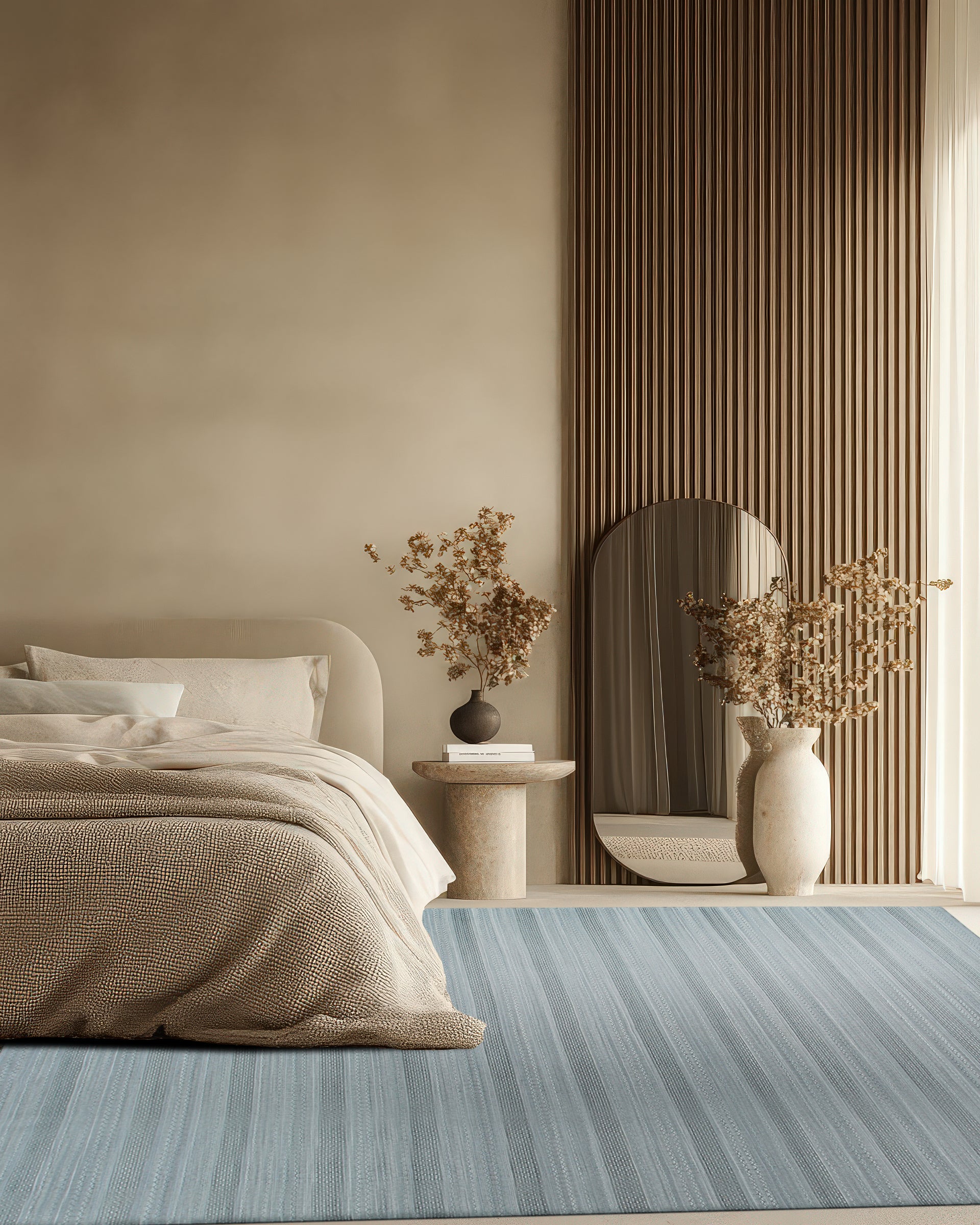 Captivating Talia Gray Handmade Wool Rug, showcasing a textured gray surface with subtle variations, fills the frame, suggesting softness and depth.