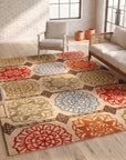 Artistic Sumptuous Beige Hand Tufted Wool Rug in a sunroom