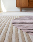Bespoke Versatile Pink and Gray Hand Tufted Wool Rug in a dining room