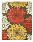 Brown hand-tufted transitional floral wool rug, full overhead view