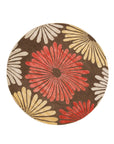 Brown transitional floral rug, round version of the design