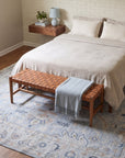 Captivating Timeless Light Blue Hand Knotted Wool Rug in a bedroom