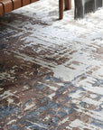Charming Modern Ivory and Copper Hand Knotted Wool Rug in a bedroom