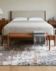 Charming Modern Ivory and Copper Hand Knotted Wool Rug in a bedroom