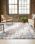 Charming Modern Ivory and Copper Hand Knotted Wool Rug in a sunroom