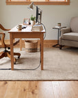 Cozy Willow Brown and Ivory Hand Tufted Wool Rug in a home office