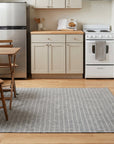 Delicate Giselle Gray Handmade Wool Rug in a kitchen