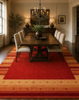 Handloomed Red Gabbeh Tribal Wool Area Rug in a styled room (3)