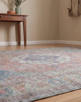 Ember Heritage Blue Handmade Wool Rug in a entryway