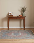 Ember Heritage Blue Handmade Wool Rug in a entryway
