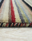 Multicolor striped handmade wool runner rug 2 x 6 detail