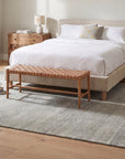 Freya Gabbeh Gray Handmade Wool Rug in a bedroom