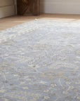 Harlow Traditional Blue and Gray Hand Knotted Wool Rug in a entryway