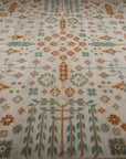 Ivory Oushak rug allover floral field detail